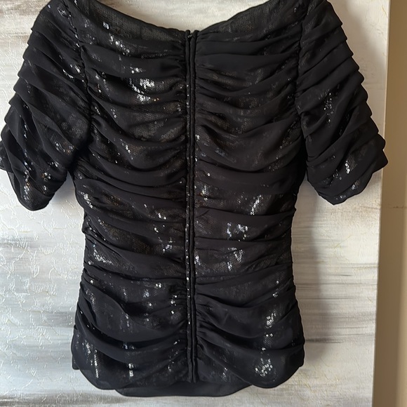 Tadashi Shoji black, sequined, and silk top - Picture 4 of 9